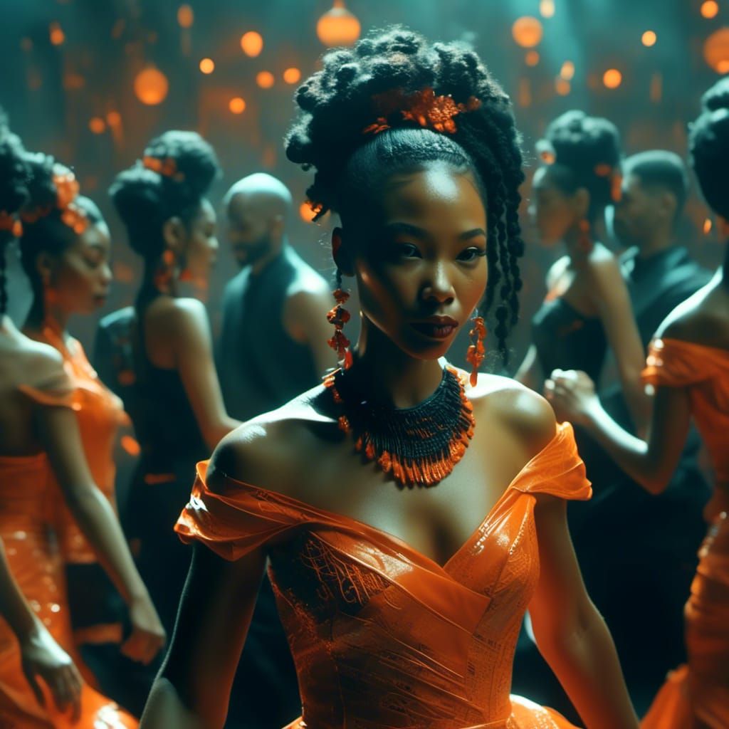 Blasian Woman Dancing at Club in Photorealistic 3D