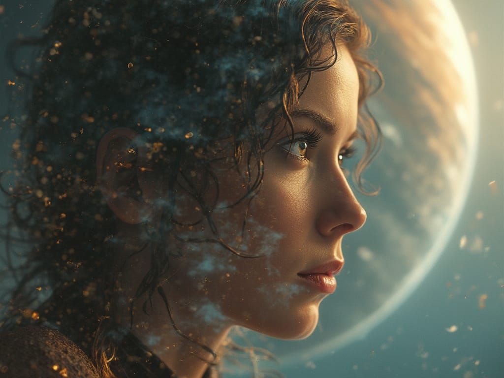 Alien Queen Emerges from a Swirling Gas Giant in a Holograph...