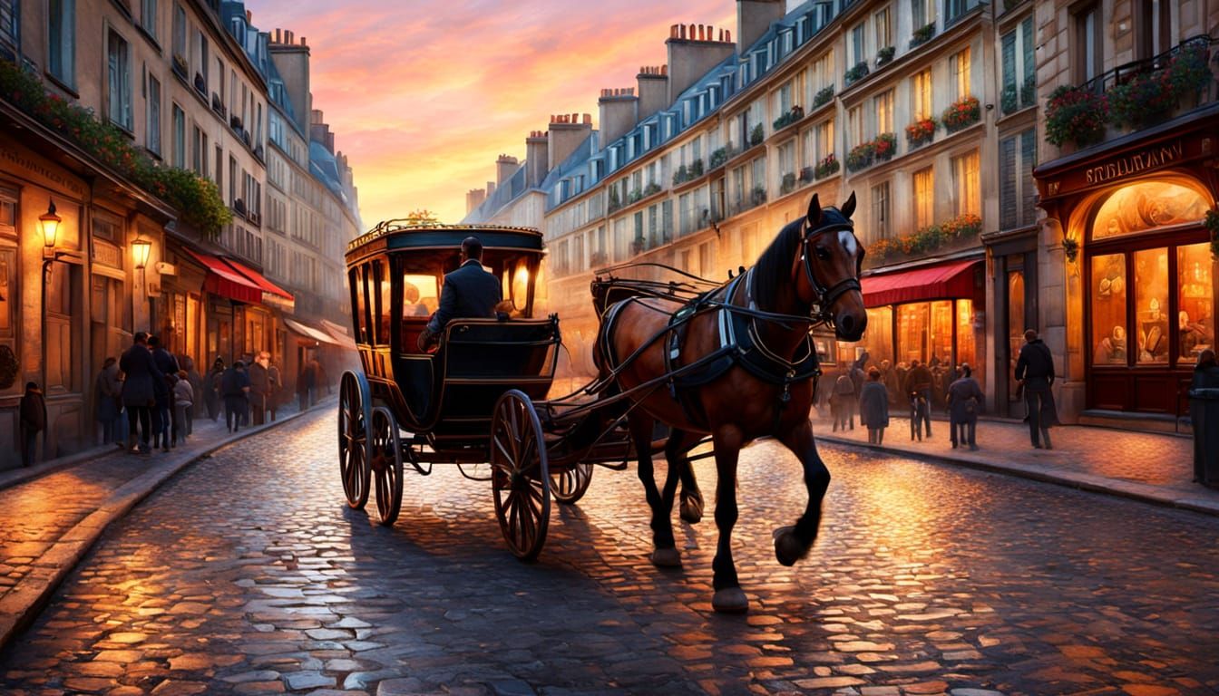 Parisian Street Scene in Medieval Digital Art Style