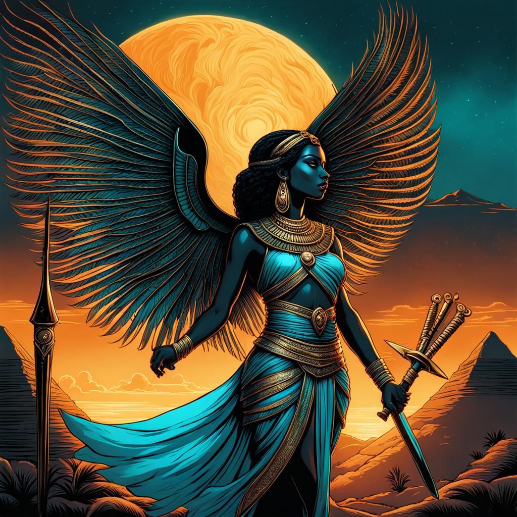Egyptian Pixie with Khopesh Sword in Surreal Style