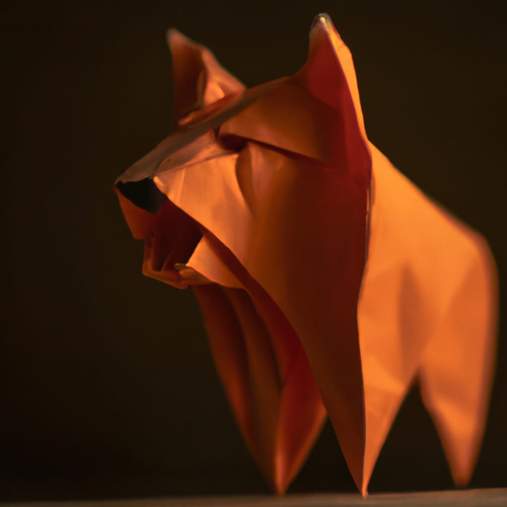 Wolf ; Origami paper folds papercraft, made of paper, stationery, 8K resolution 64 megapixels soft focus, Professional p...