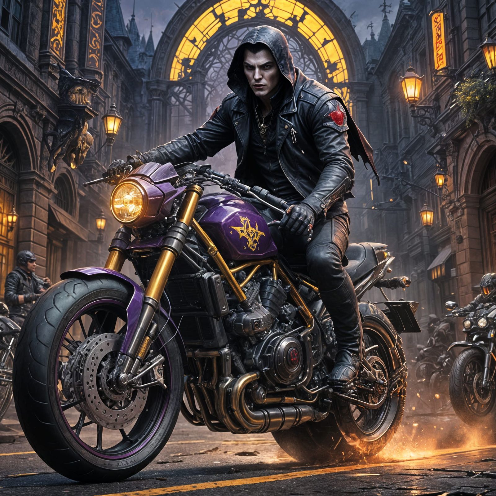 Vampire on Sports Bike: Dark Fantasy Concept Art