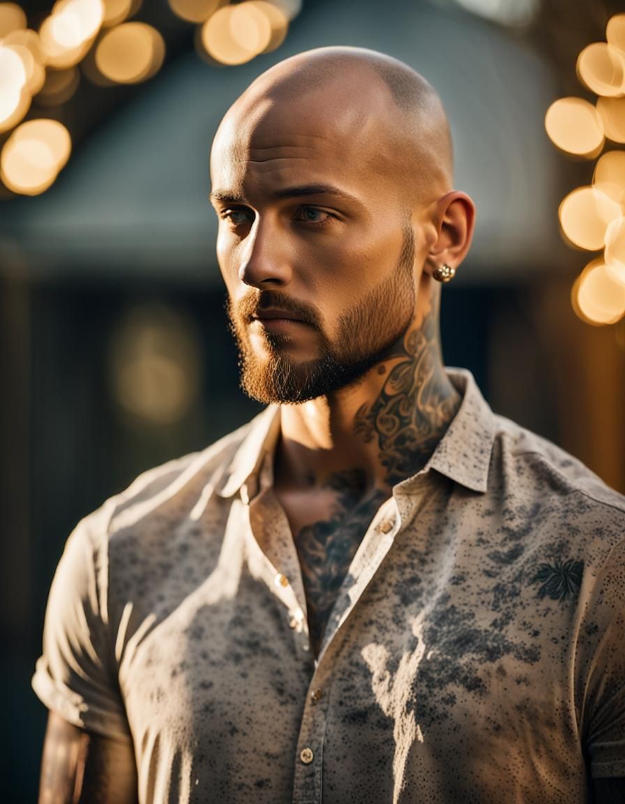 High-Fashion Portrait with Dappled Light and Warm Bokeh
