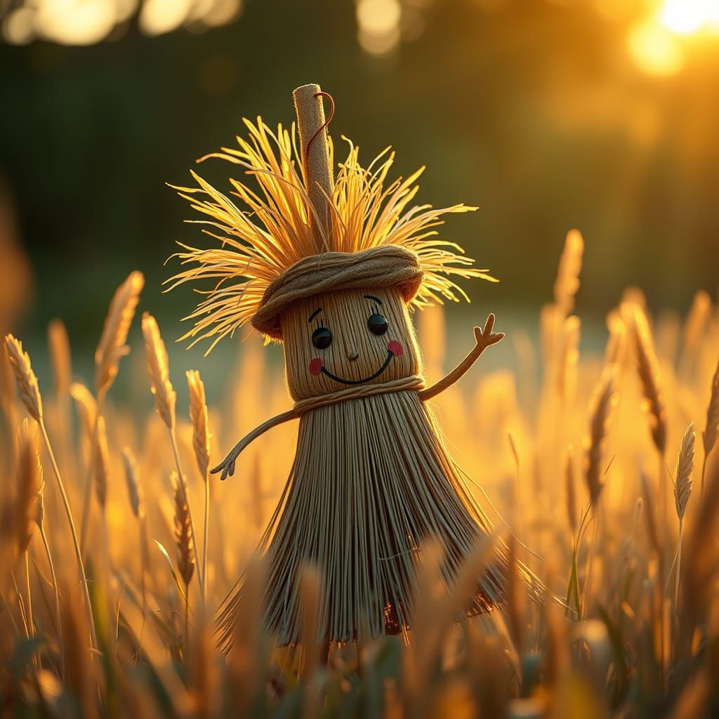 Enchanted Broom Dance in Sunset Whimsy