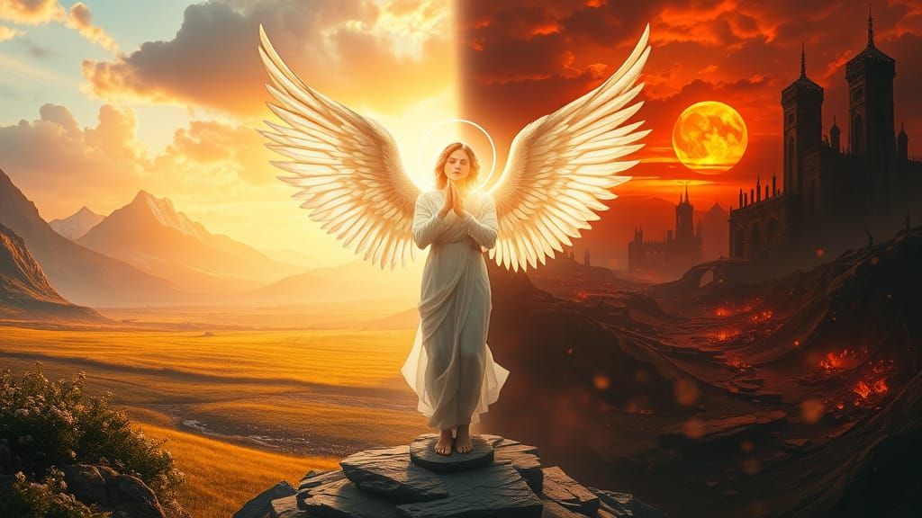 Serene Angel at the Threshold of Dawn and Dusk