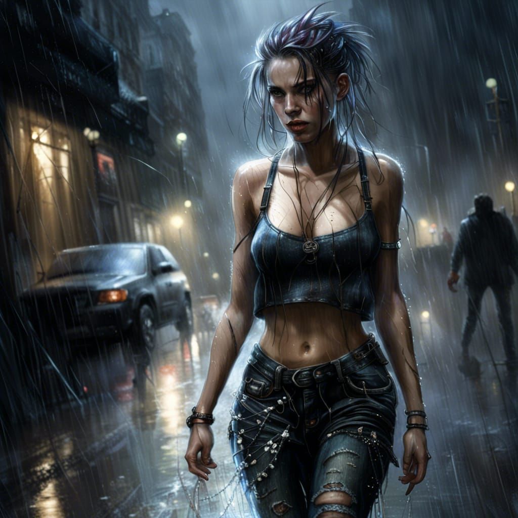 Punk Woman in Storm, Digital Art