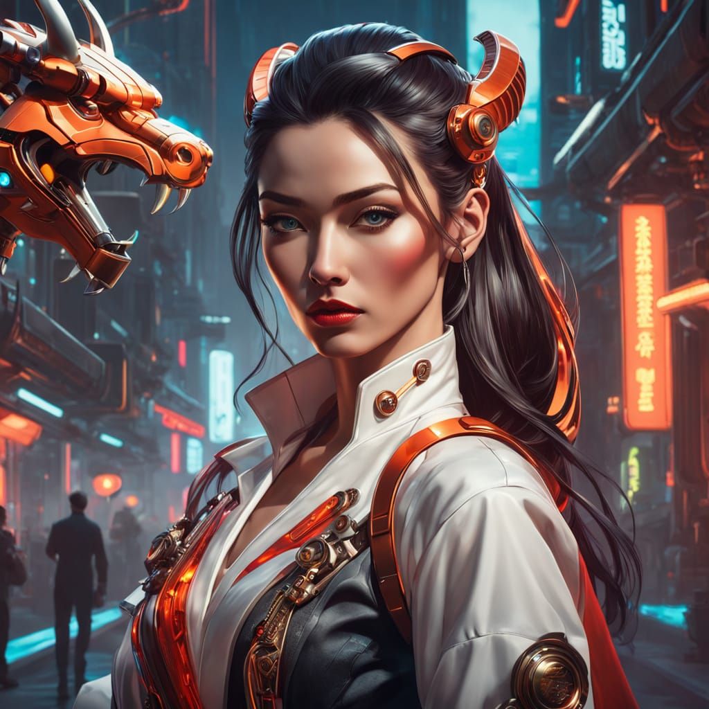 Cyberpunk Scientist Portrait with Neon Lights