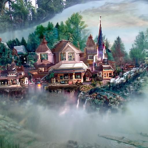Ethereal Riverdale: A Thomas Kinkade Fantasy Town