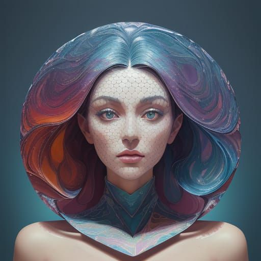 Abstract Glass Face with Topography and Geometry