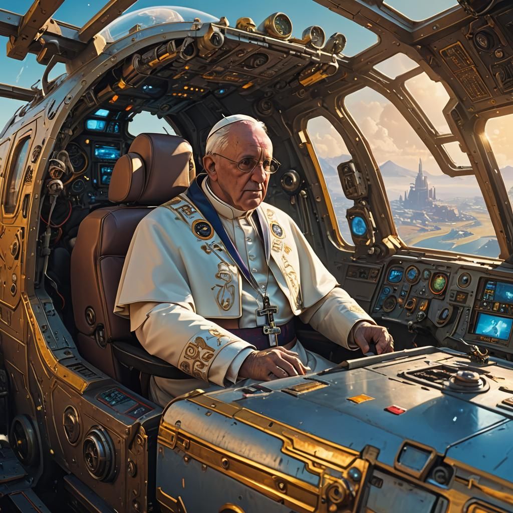 Pope Pilots B-17 in Starcraft Landscape