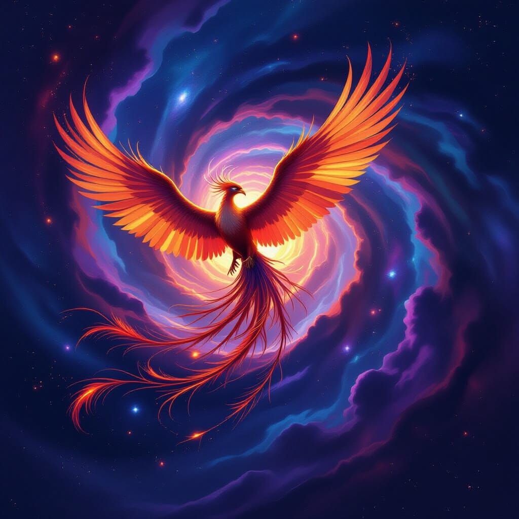Majestic Phoenix Soars Through Cosmic Nebula