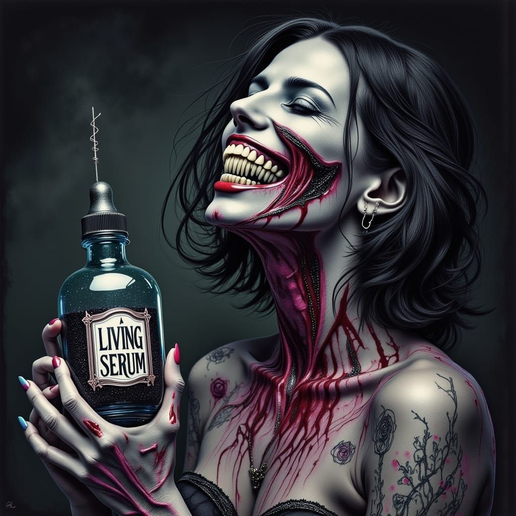 Gothic Female Zombie Awakens to Life with Living Serum