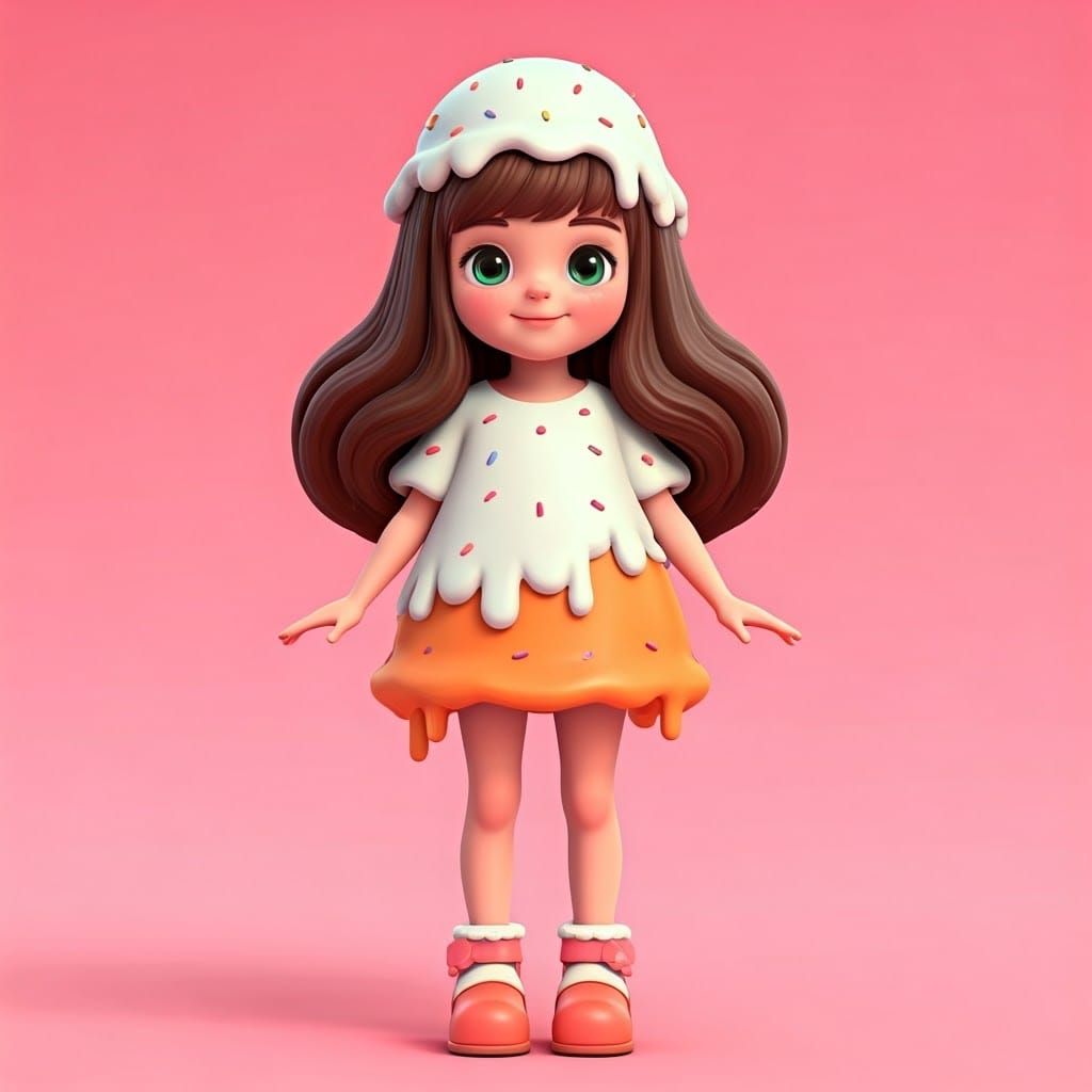 Cute 6 Year Old Girl in Candy Land Art Style