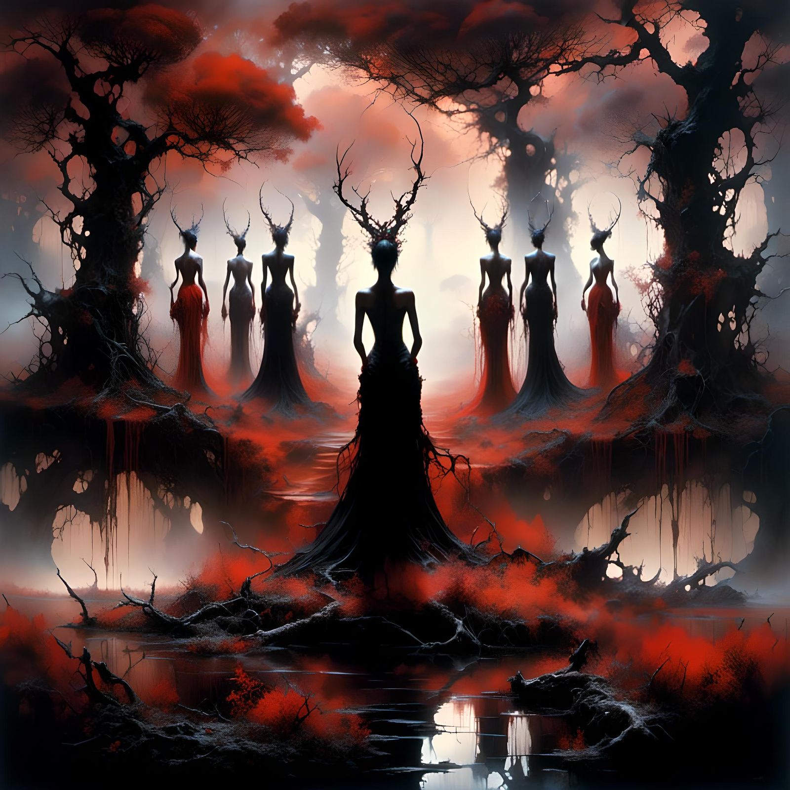 Epic Fantasy Landscape with Black Tree