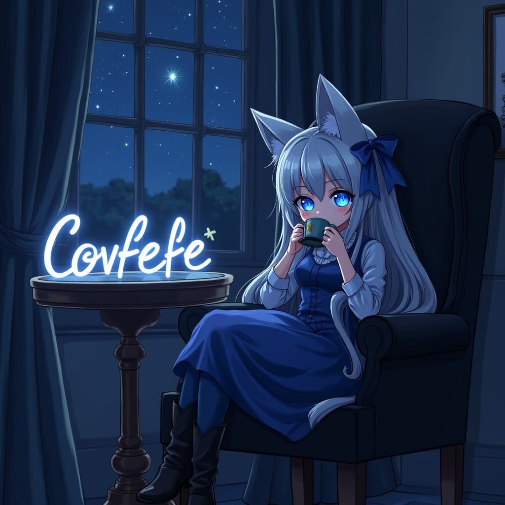 Anime Catgirl Enjoys Covfefe in White House