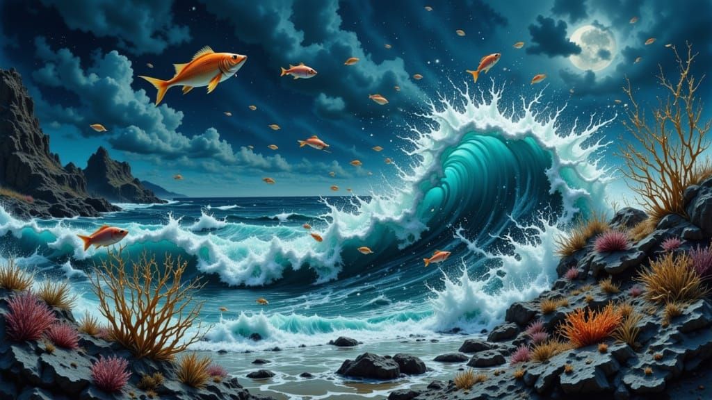 Midnight Tsunami with Flying Fish in Andorra