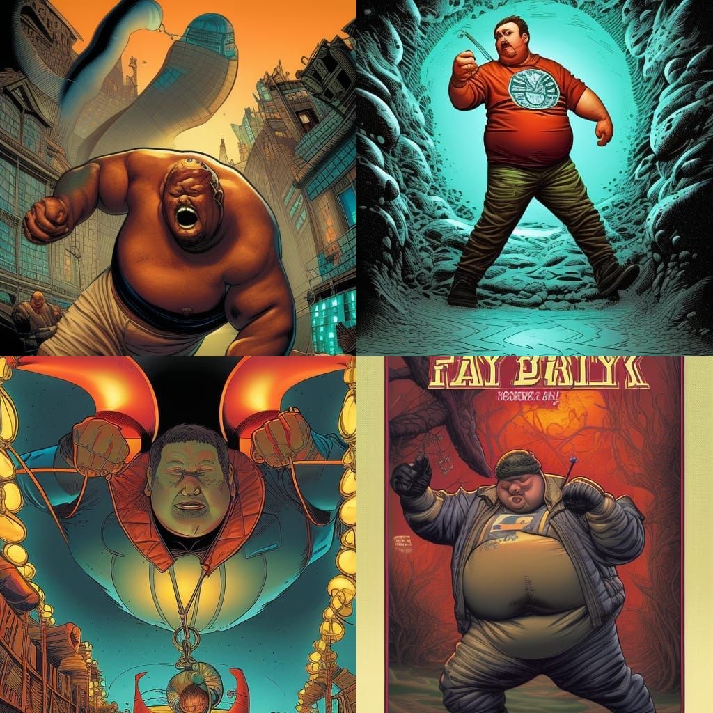 Comic Book Art of a Chubby Boy