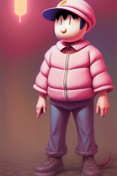 Mr. Saturn in Tokyo Streetwear as Matte Painting