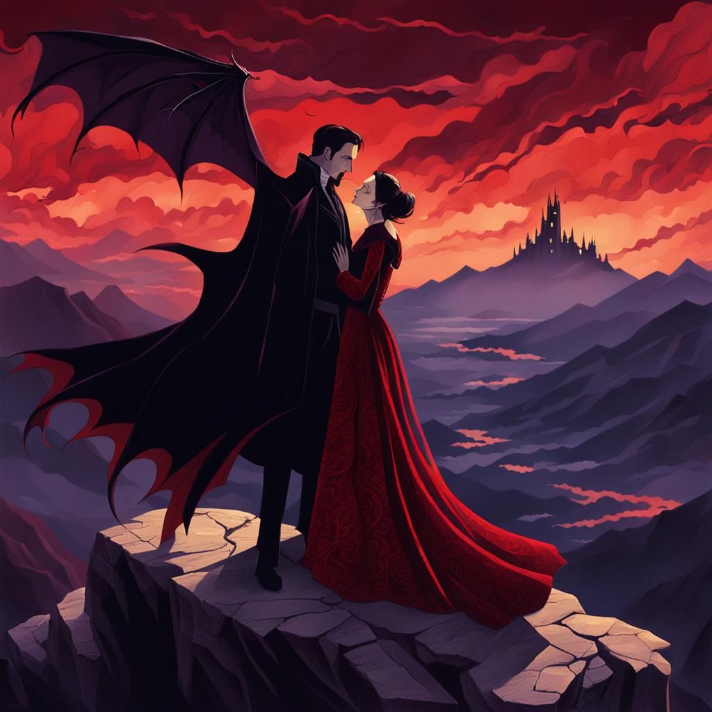 Gothic Vampire and Wife with Dragon in Twilight