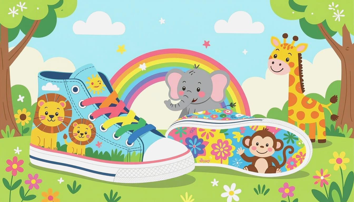 Vibrant Zoo Cartoon Sneakers for Children