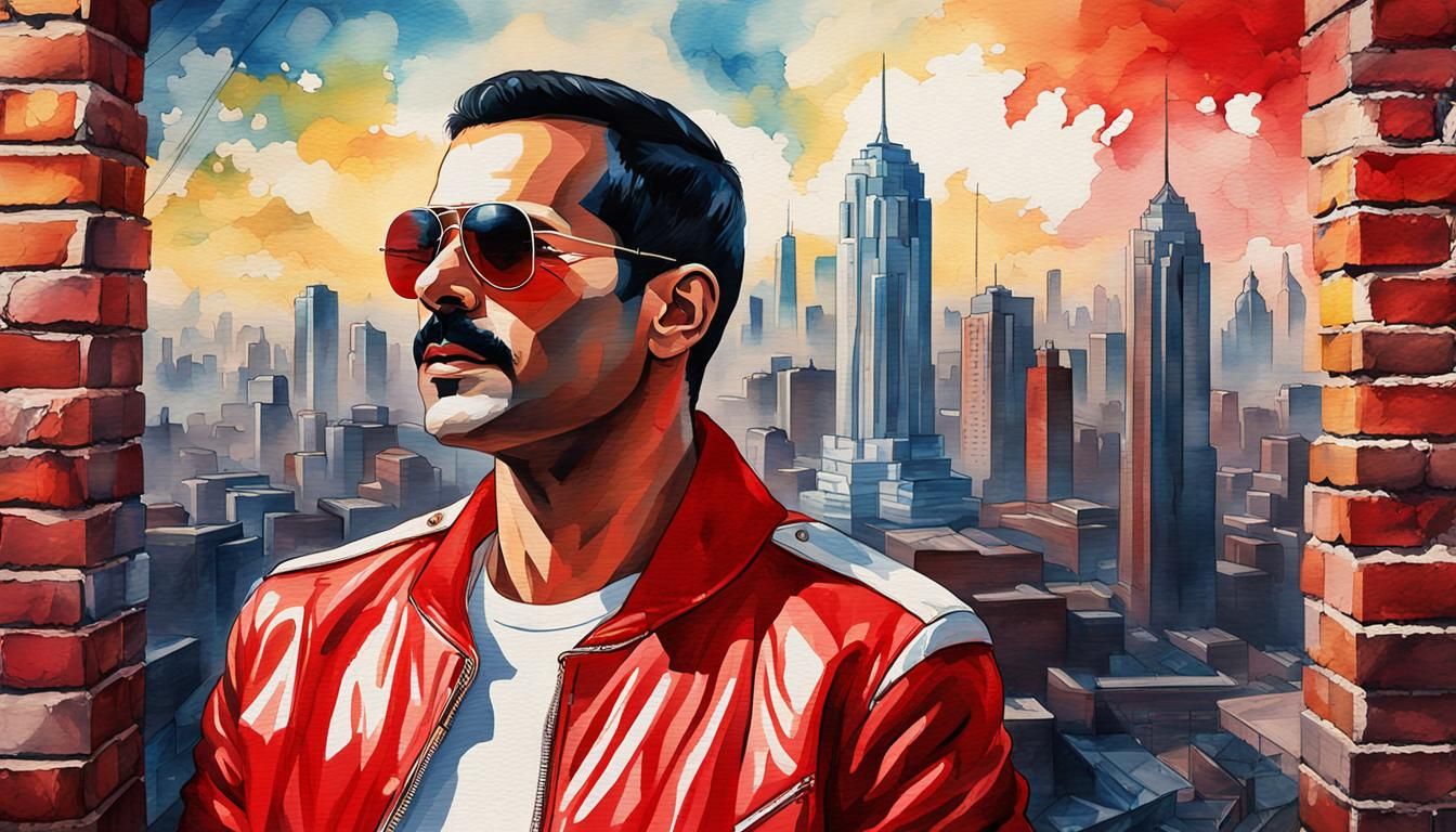 Freddie Mercury Pop Art Watercolor Portrait