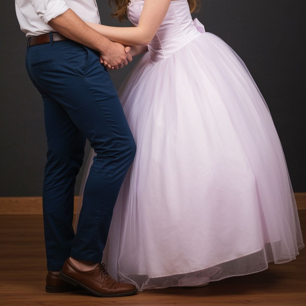 Young Man in Princess Dress Curtsies to Girlfriend
