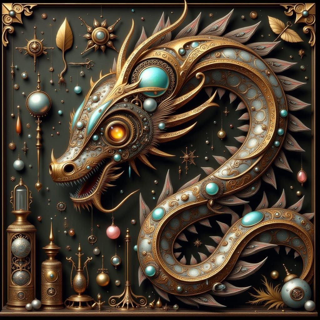 Cyberpunk Mechanical Serpent in Brass and Copper