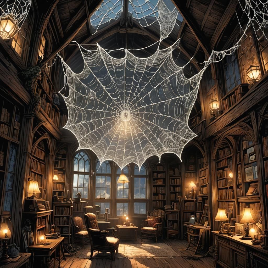 Dusty Attic with Antique Lace Spiderwebs