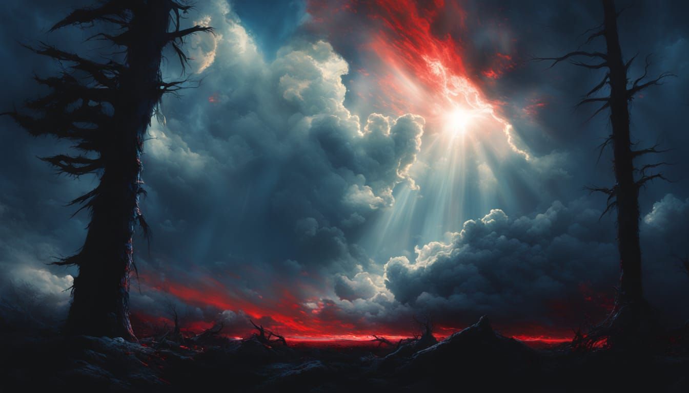 Surreal Divine Landscape in a Cyberpunk Aesthetic