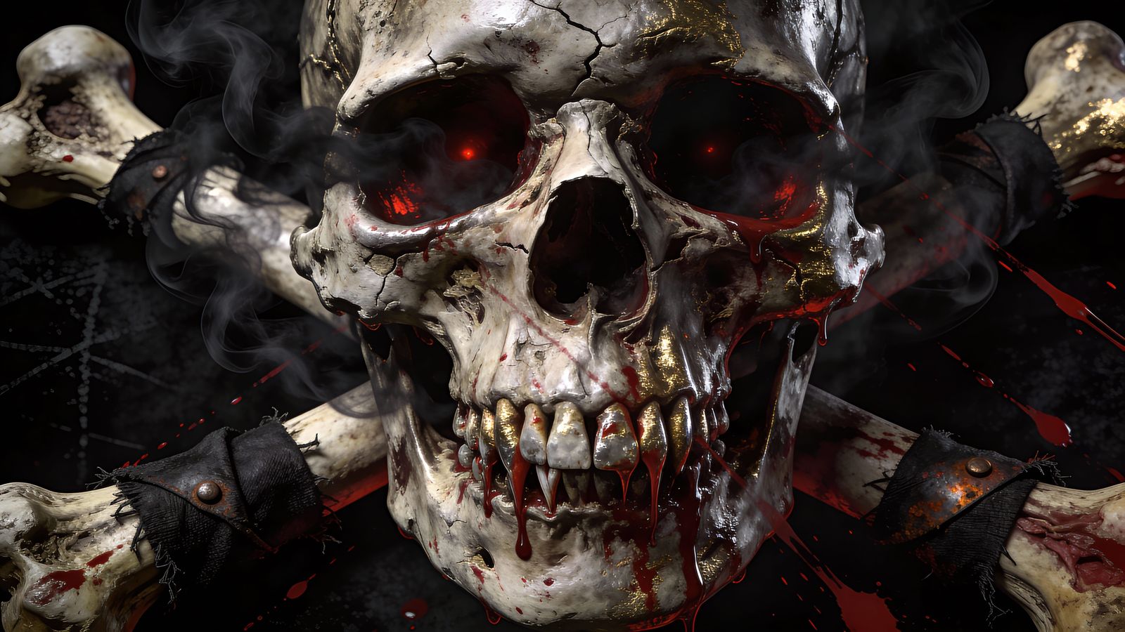 Menacing Jolly Roger Skull and Crossbones Art