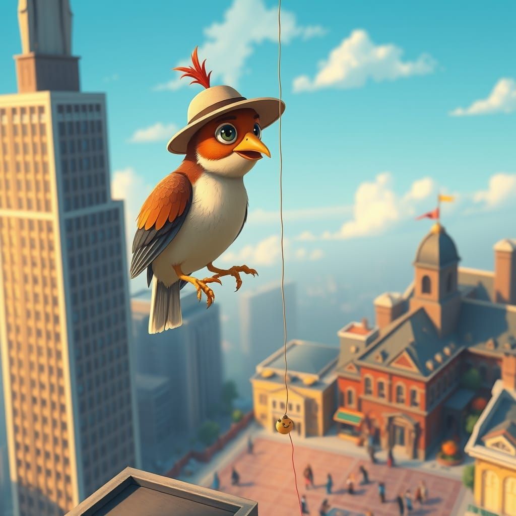 Whimsical Perch Fishes for Men from Skyscraper Roof