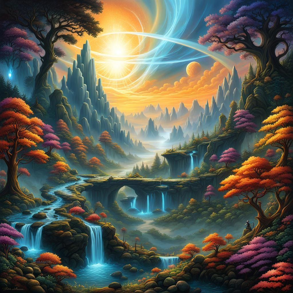 Epic Fantasy Digital Matte Painting in Sunlight