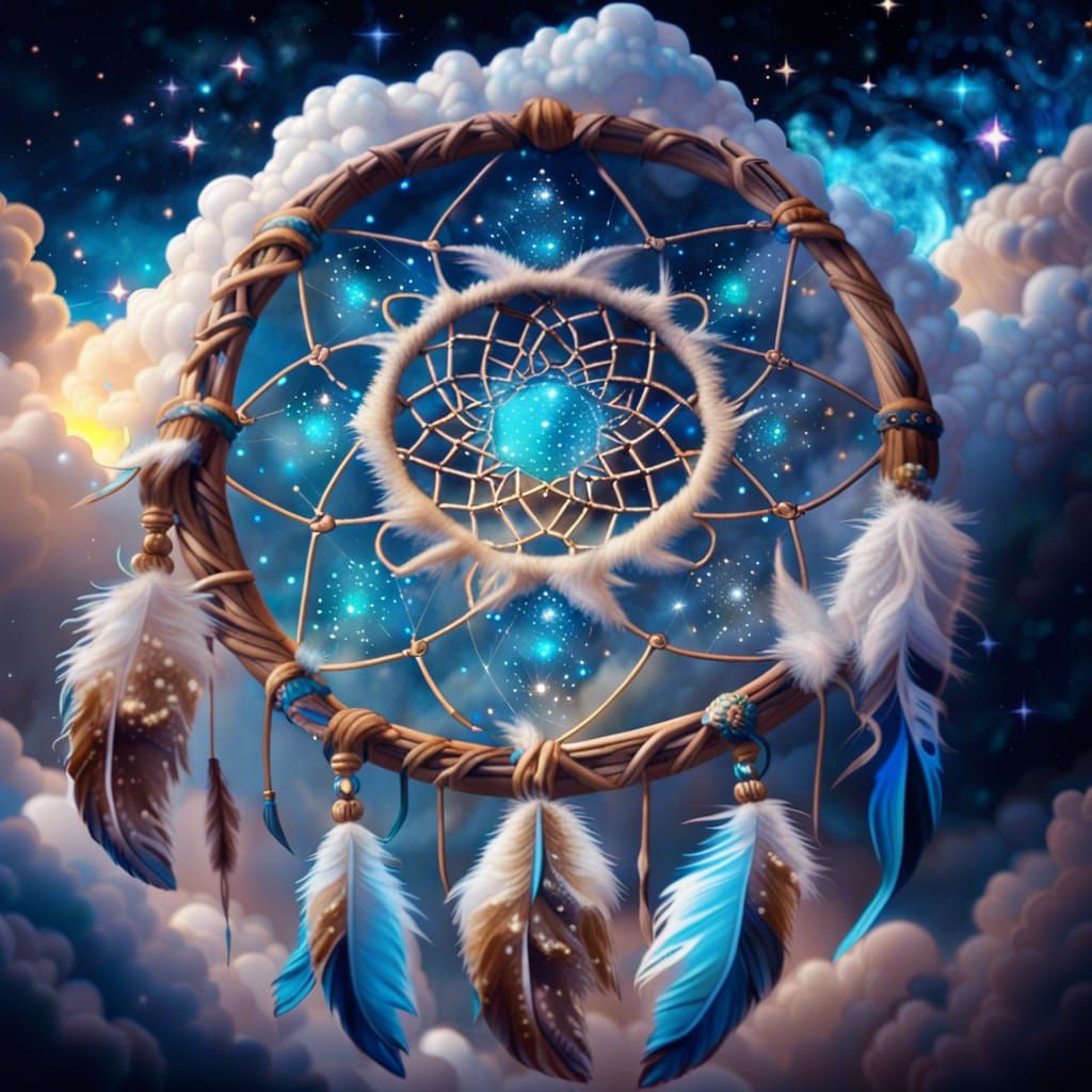 Ornate Dreamcatcher Among Starry Clouds