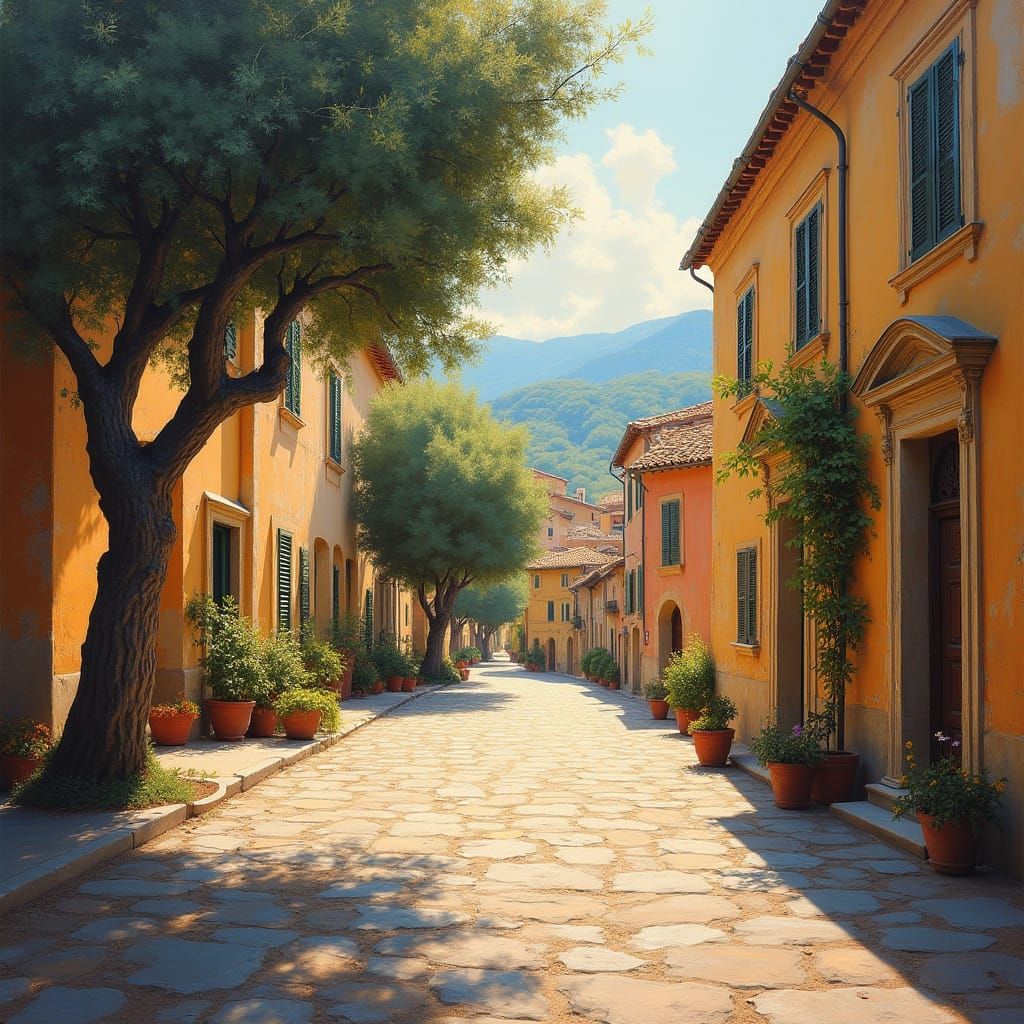 Eternal City's Majestic Afternoon, an Impressionistic Oil Pa...
