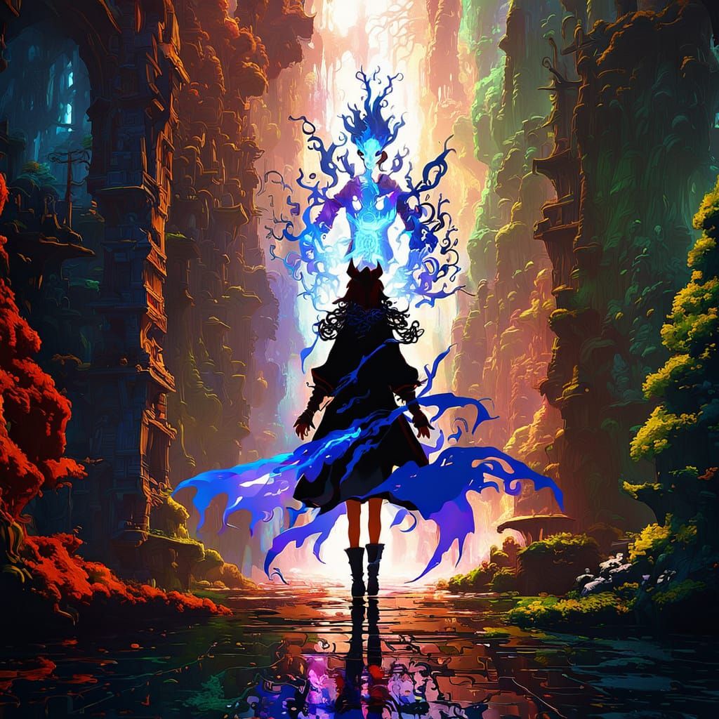 Anime Action: Woman Attacks Villain with Magic