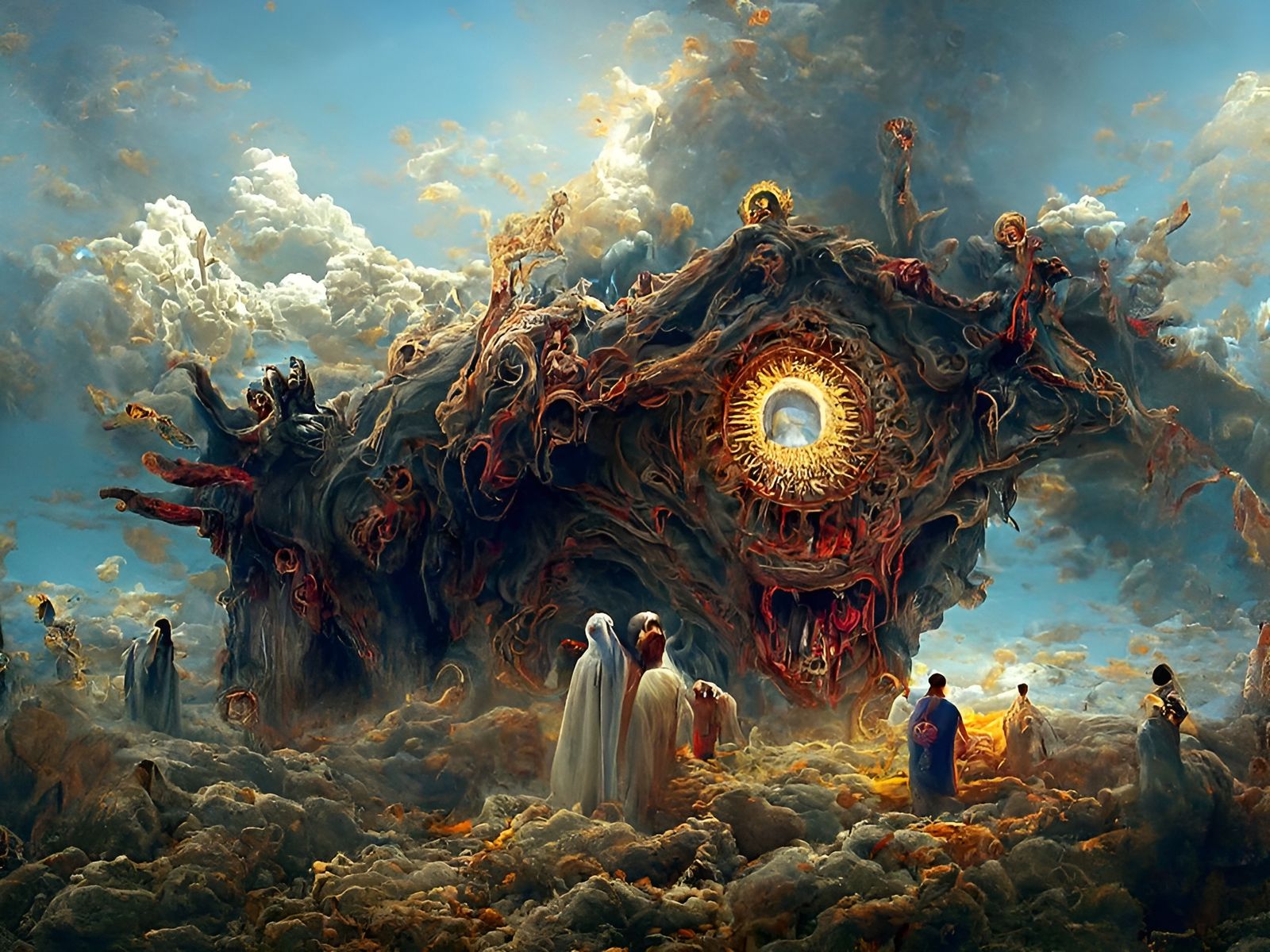 Biblical Horror Painting in Psychedelic Style