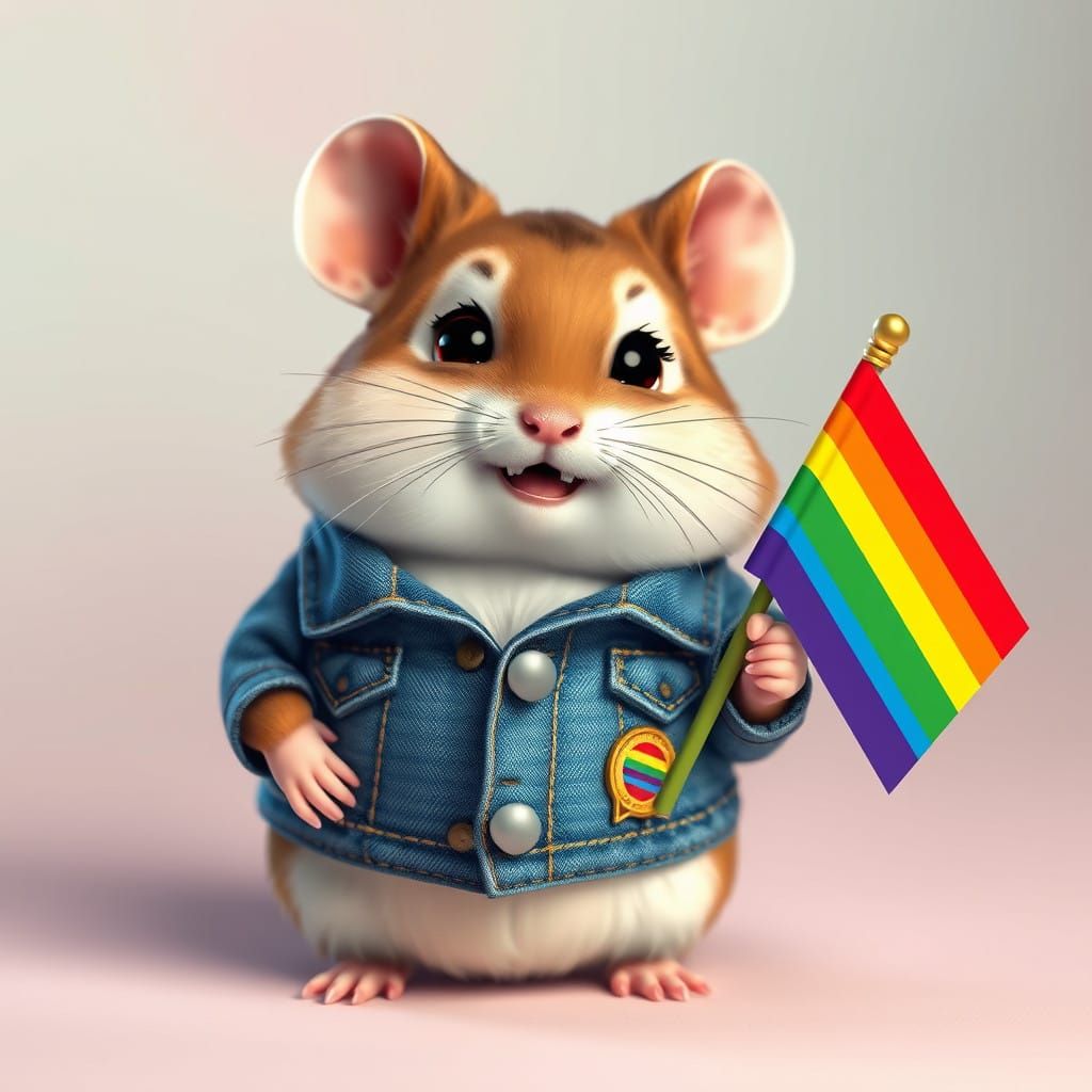 Whimsical Hamster Pride Portrait in 3D Anime Style