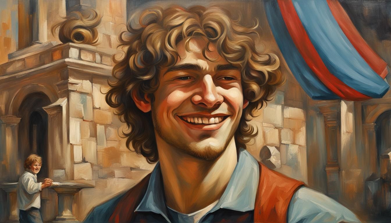 Detailed Portrait of Smiling Man in Mannerism Style