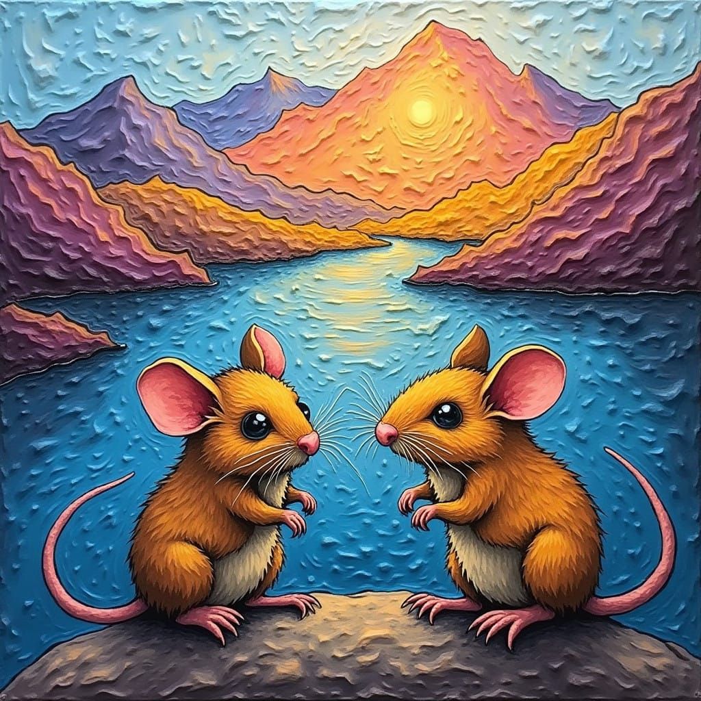 Mice Amidst Vibrant Mountains