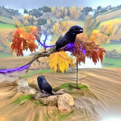 Two Ravens on Snowy Branch