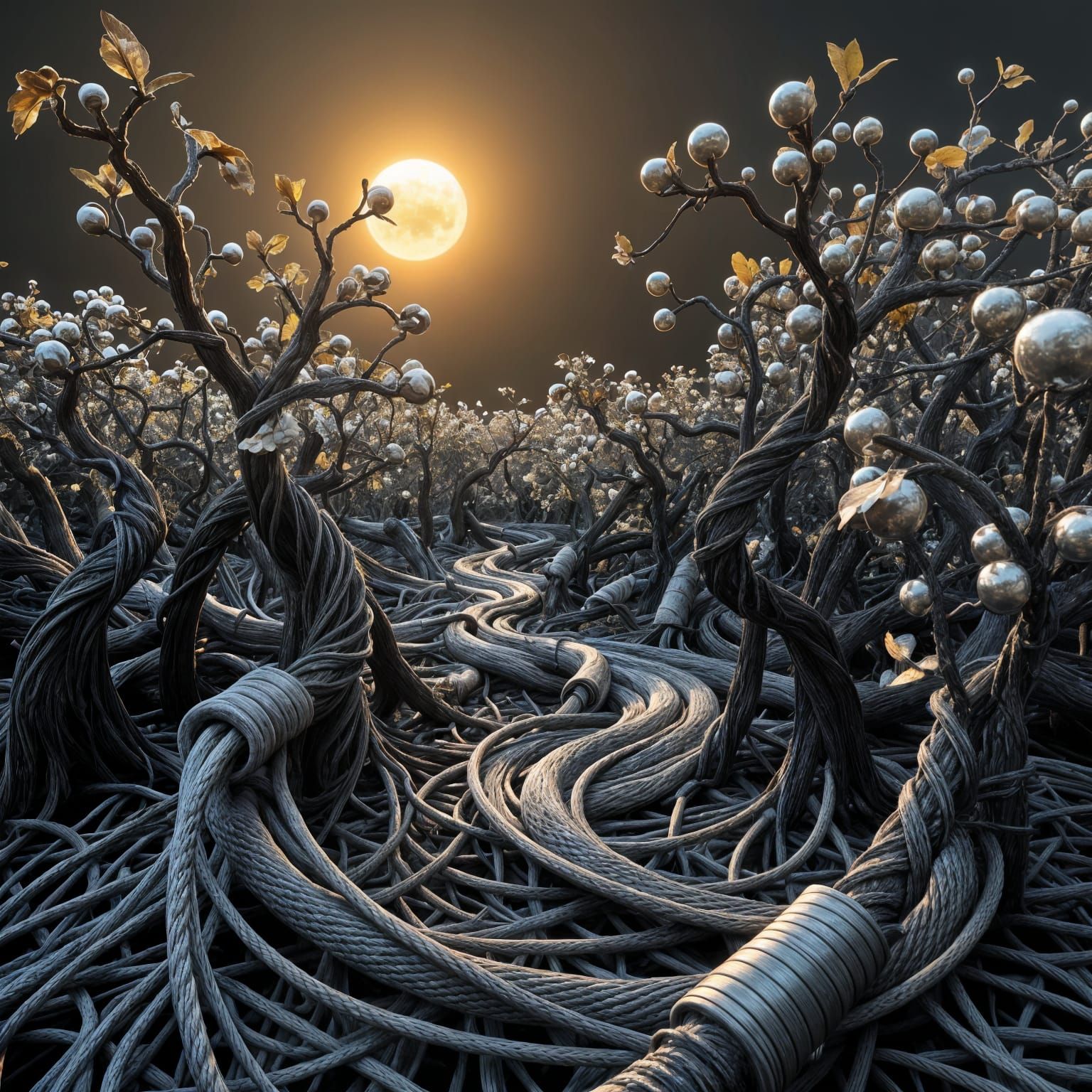 Surreal Twisted Wire Forest in Photorealistic Detail