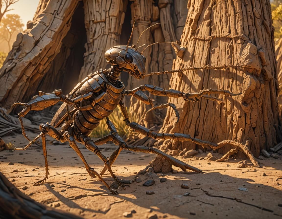 Ant Warrior Guarding Termite Mound in Macro Perspective