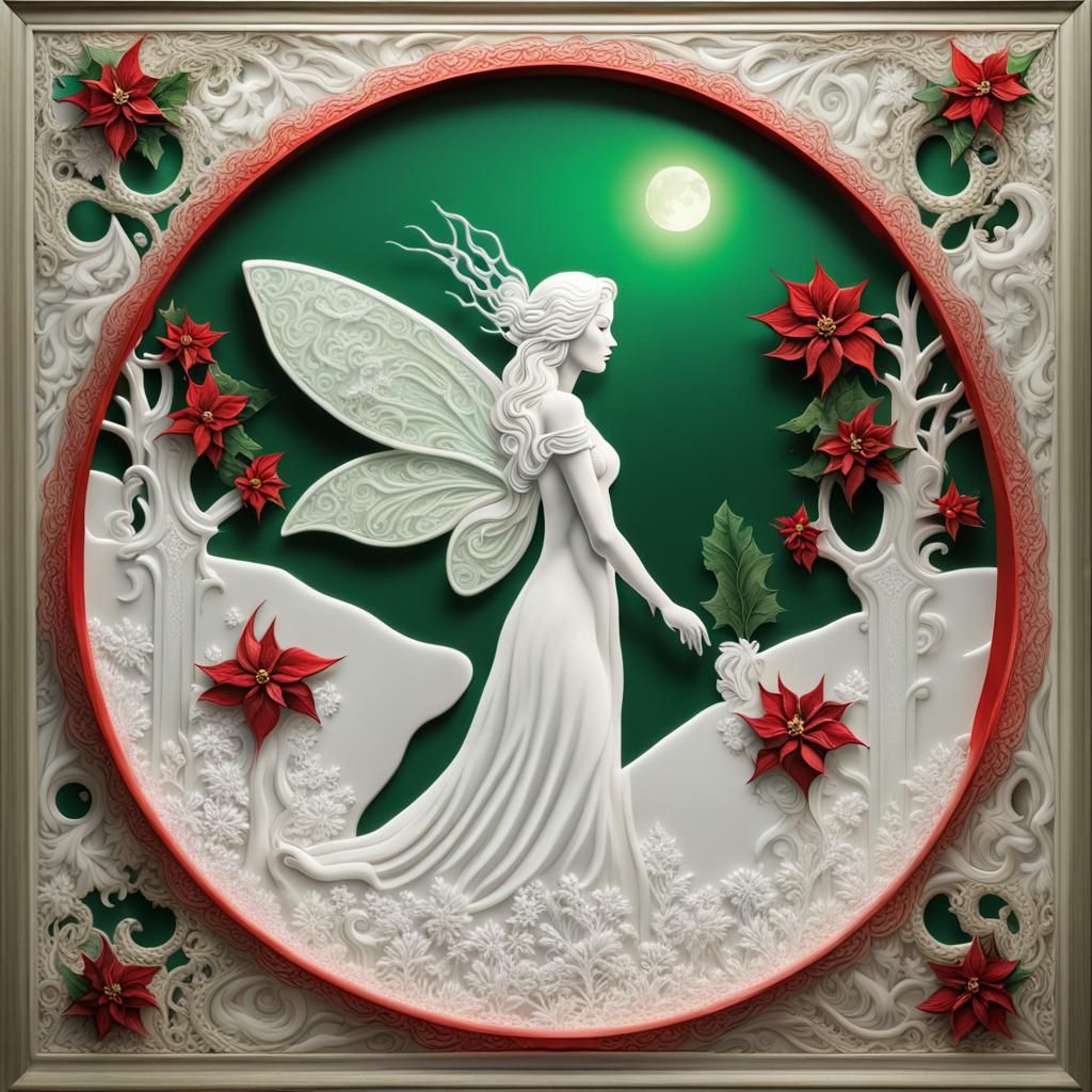 Christmas Fairy in Narnia with Lace and Red Moon