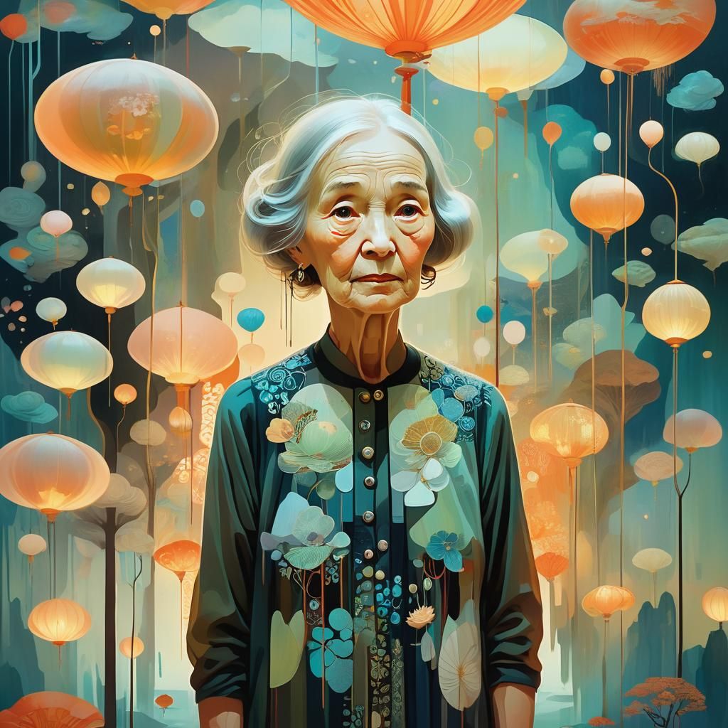 Dreamlike Portrait of Woman with Ancestral Tattoos