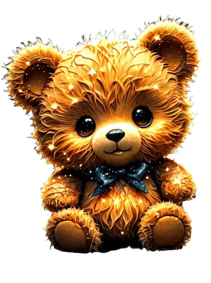 Chibi Bear Constellation on Bioluminescent Waterfall