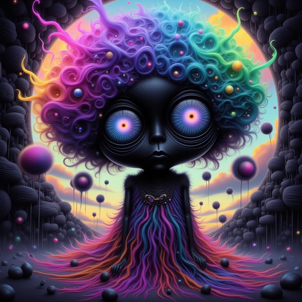 Cyberpunk Alien Baby in Neon Fantasy