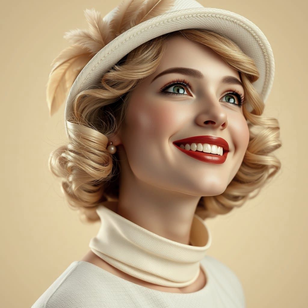 Radiant Young Woman in Soft Pastel Hues