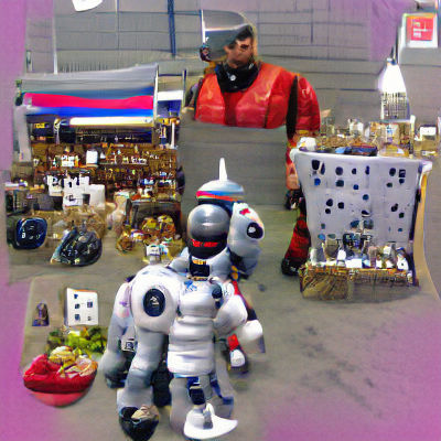 Cossack and Robot at a Space Market