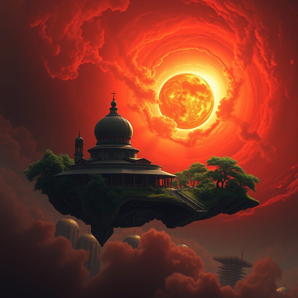 Serene Monastic Retreat in Cosmic Ruin