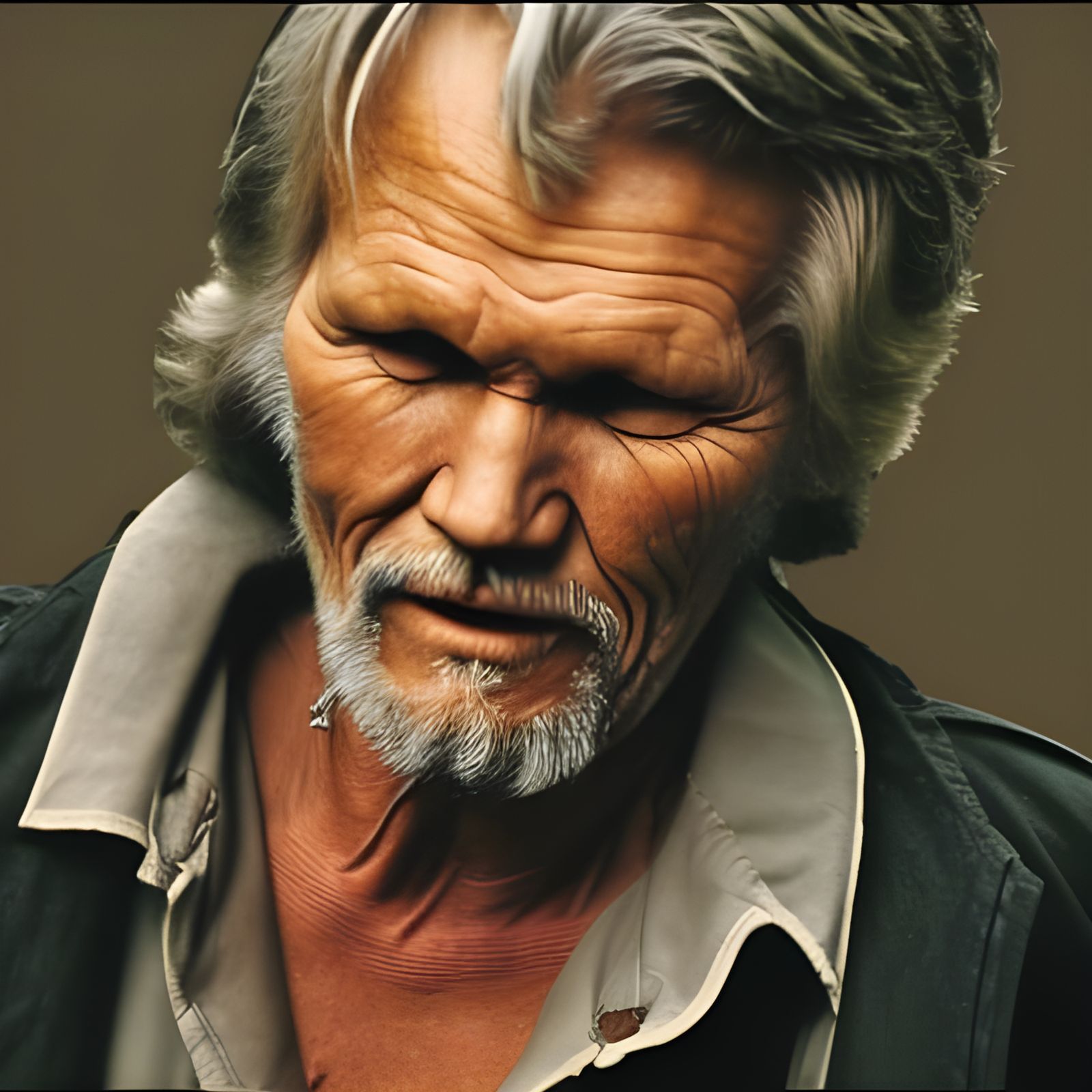 Gritty Portrait of an Old Man with Long Hair